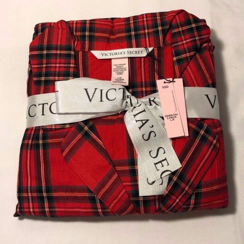 LAST TWO!! New VS Red Plaid Flannel Pajama Set - Picture 3 of 7